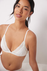 Womensecret LOVELY Soutien-gorge triangle coton blanc beige