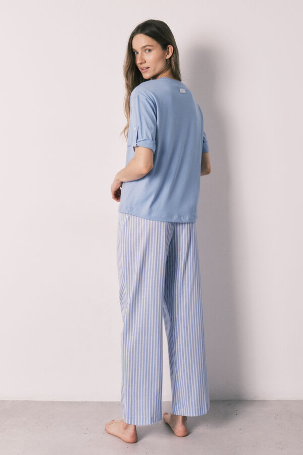 Women'secret Blue cotton short sleeve striped pyjamas blue
