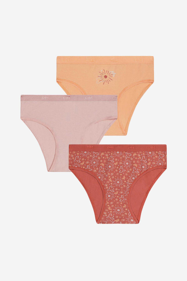 Dim Lot de 3 culottes fille imprim&eacute;es bordeaux