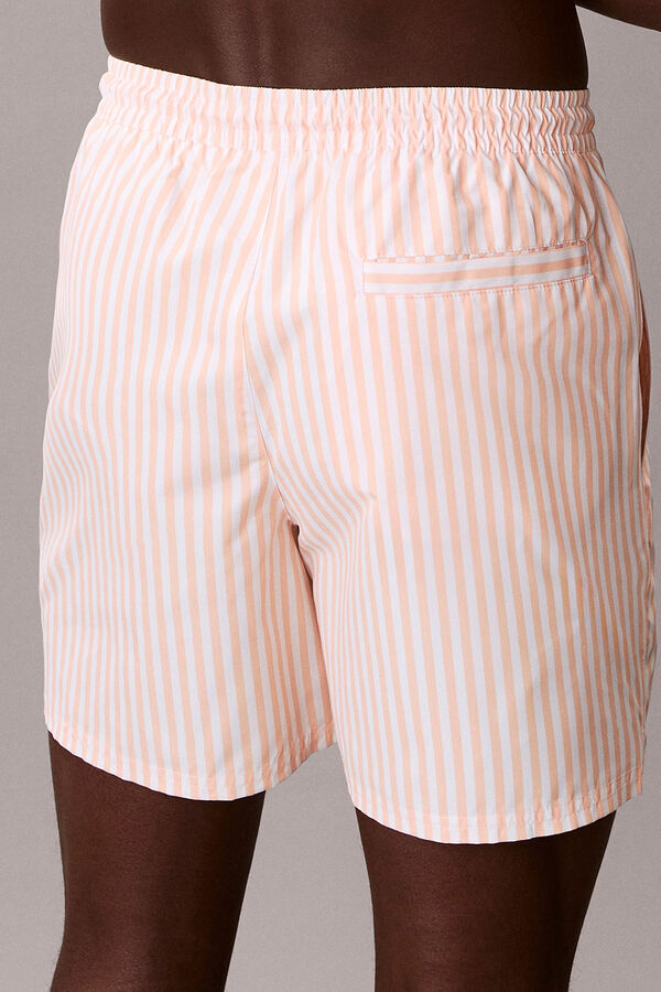 Calvin Klein Striped drawstring mid-length swimwear brown