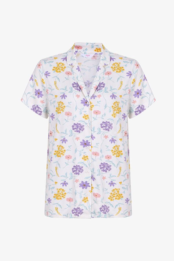 Penti Conjunto pijama camisero largo flores marfil