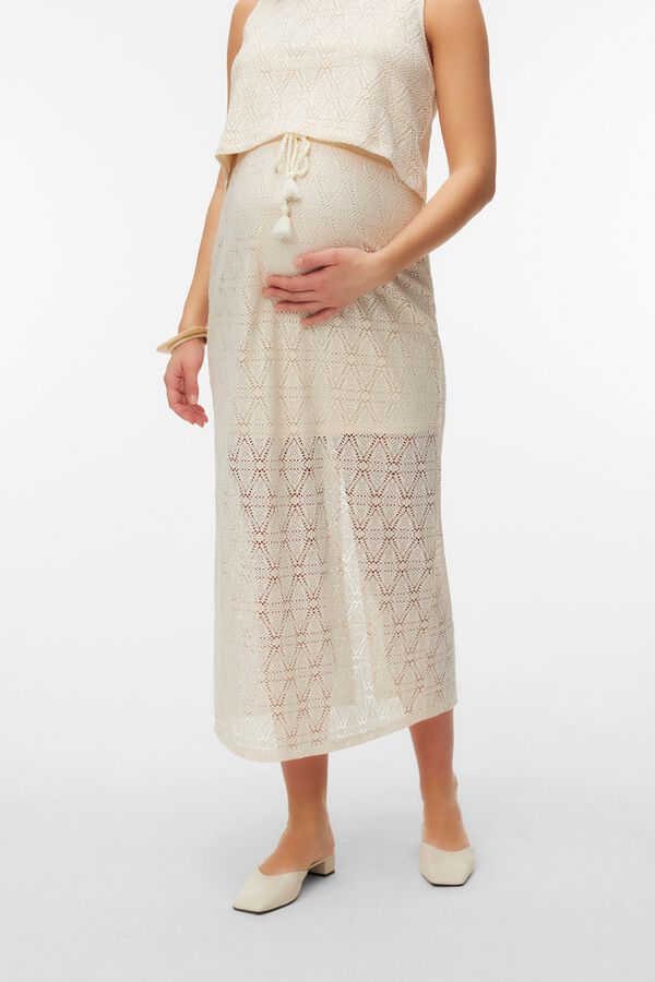 Mamalicious Midi-Rock aus Spitze Maternity Grau