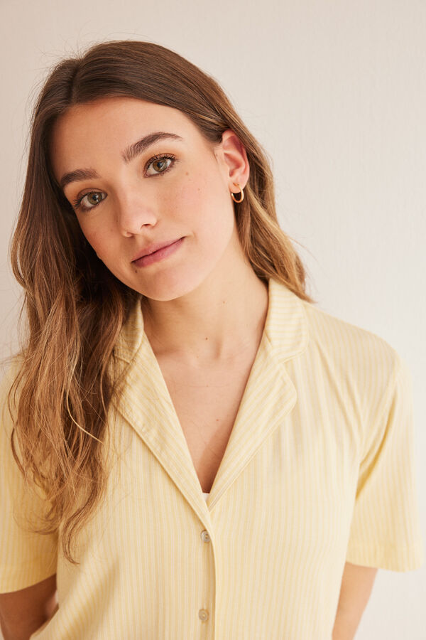 Womensecret Classic yellow striped Ecovero™ pyjamas Žuta