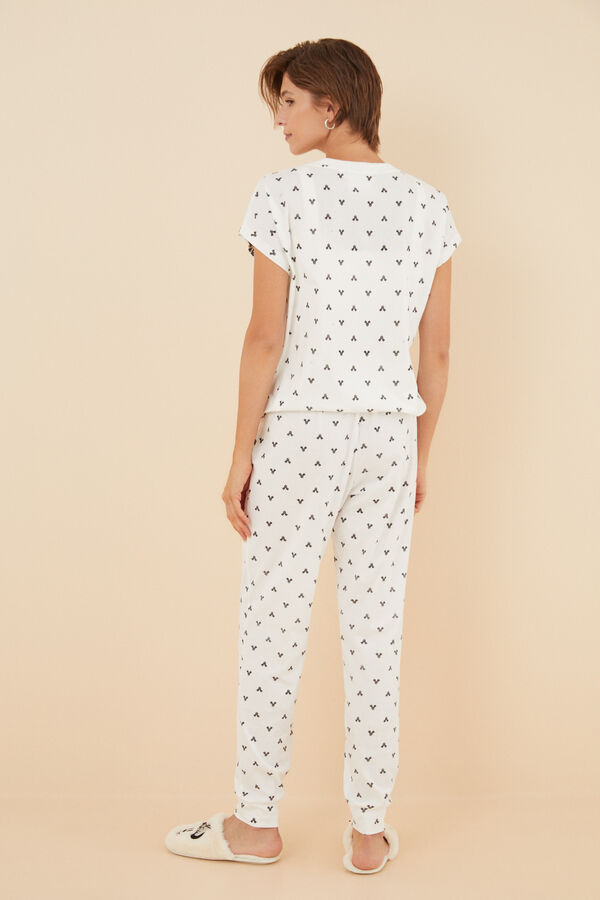 Womensecret Pyjama 100 % coton Minnie Mouse à manches courtes blanc