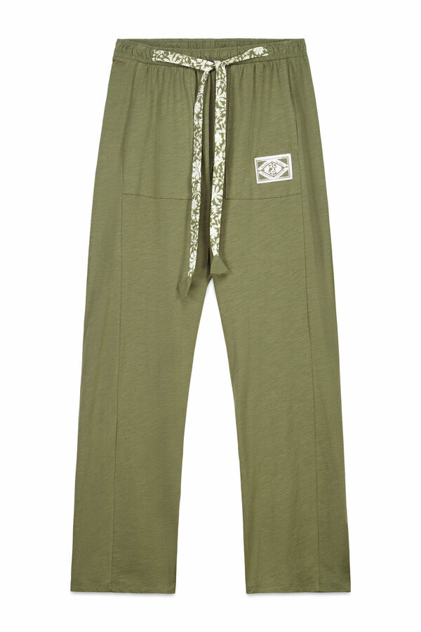 Women'secret Green cotton long trousers beige