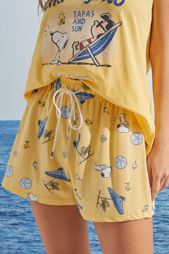 Womensecret Snoopy-mintás, 100% pamut, rövid pizsama rávasalt mintás
