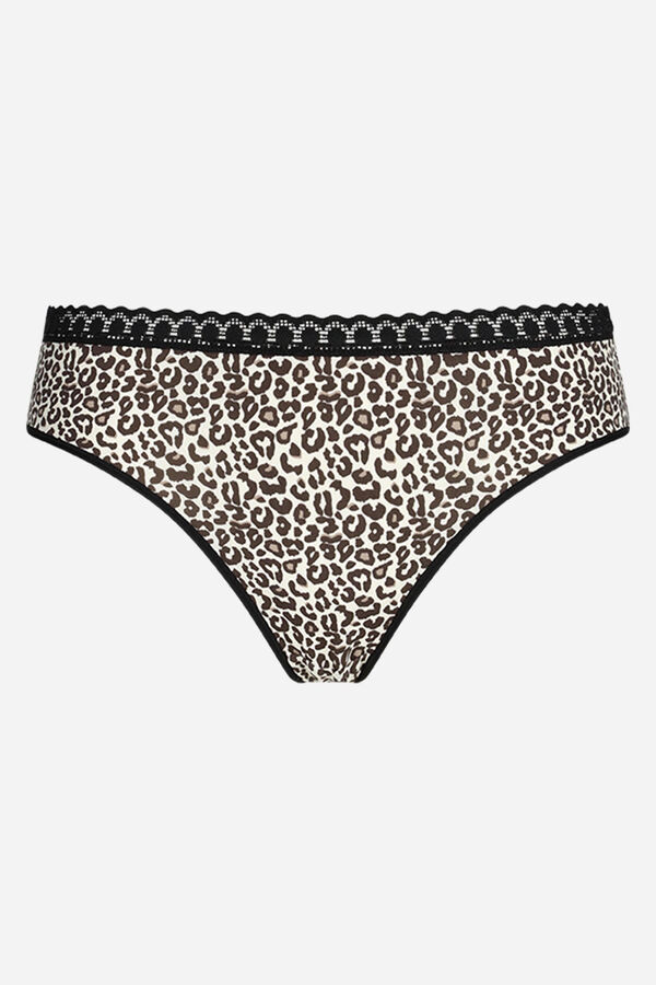 DIM Microfibre and lace classic panty nude