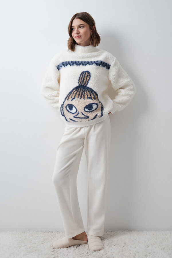 Women'secret Little My faux shearling and fleece long pyjamas beige
