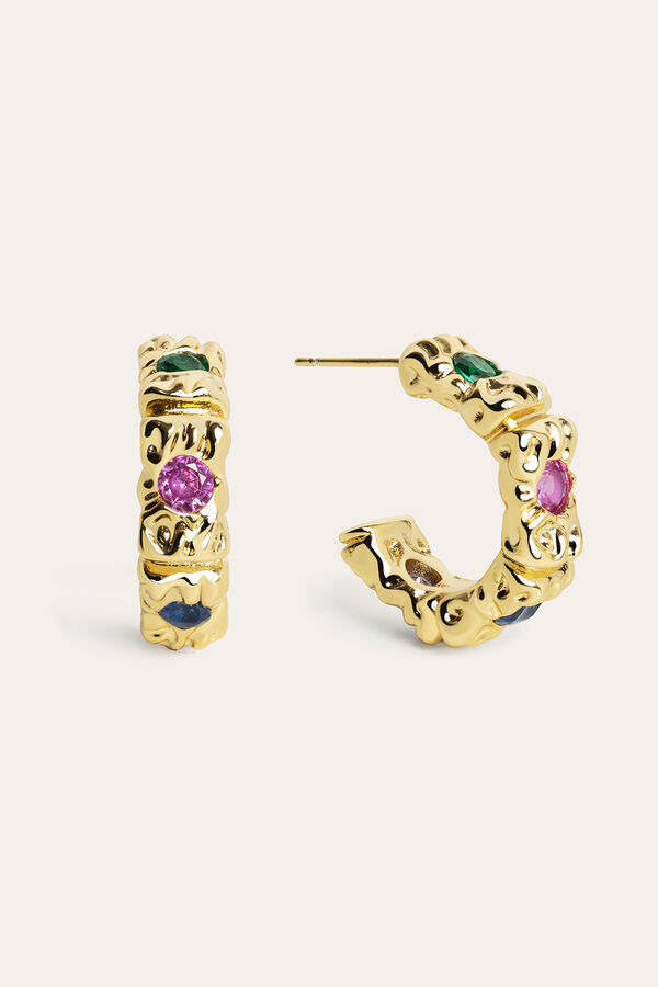 Womensecret Sand Colours gold-plated hoop earrings printed