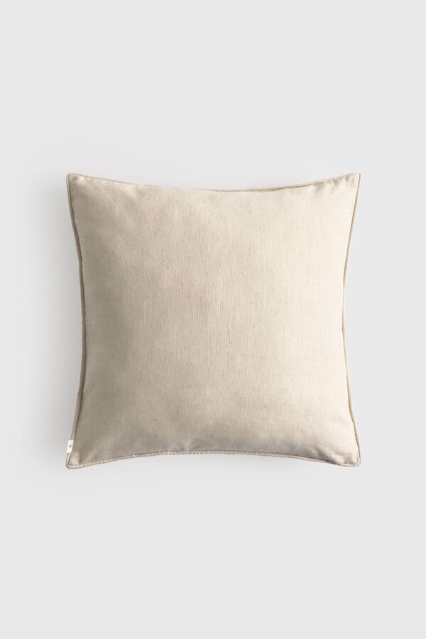 Textura Housse de coussin en coton brod&eacute;e de fleurs marron