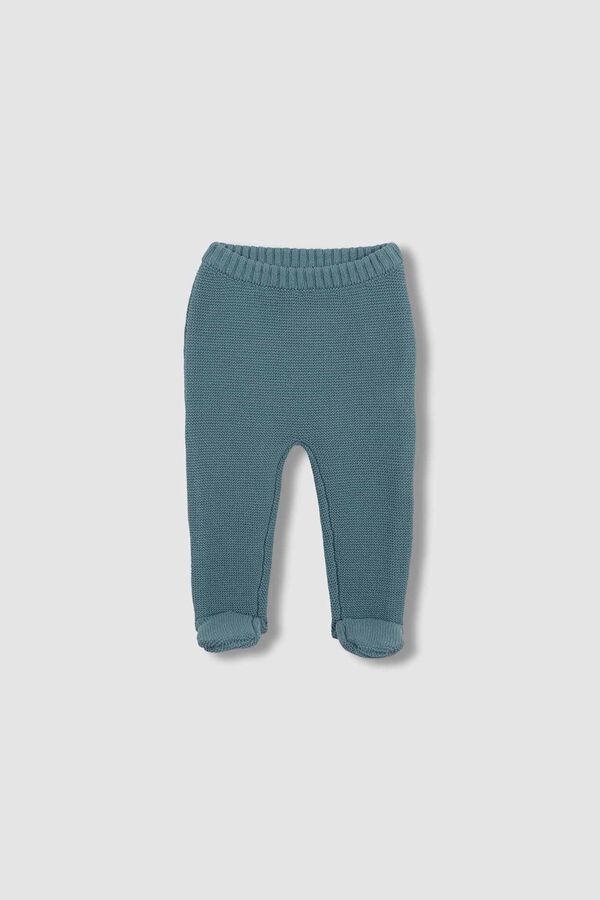 Womensecret Light blue knit leggings with feet bleu