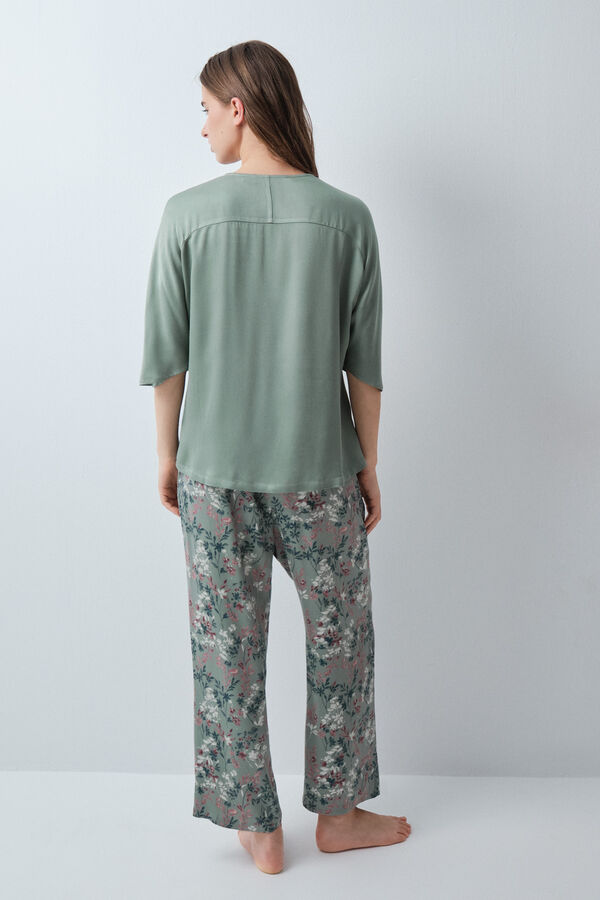 Women'secret Pyjama capri nuisette vert beige