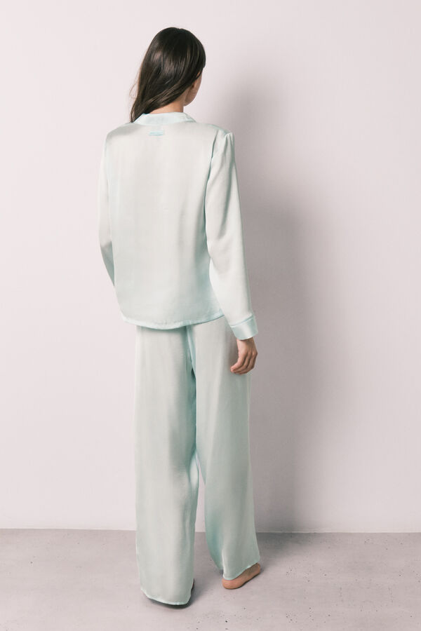 Women'secret Green satin classic long pyjamas green