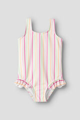 Name it Striped ruffle girl's swimwear pink