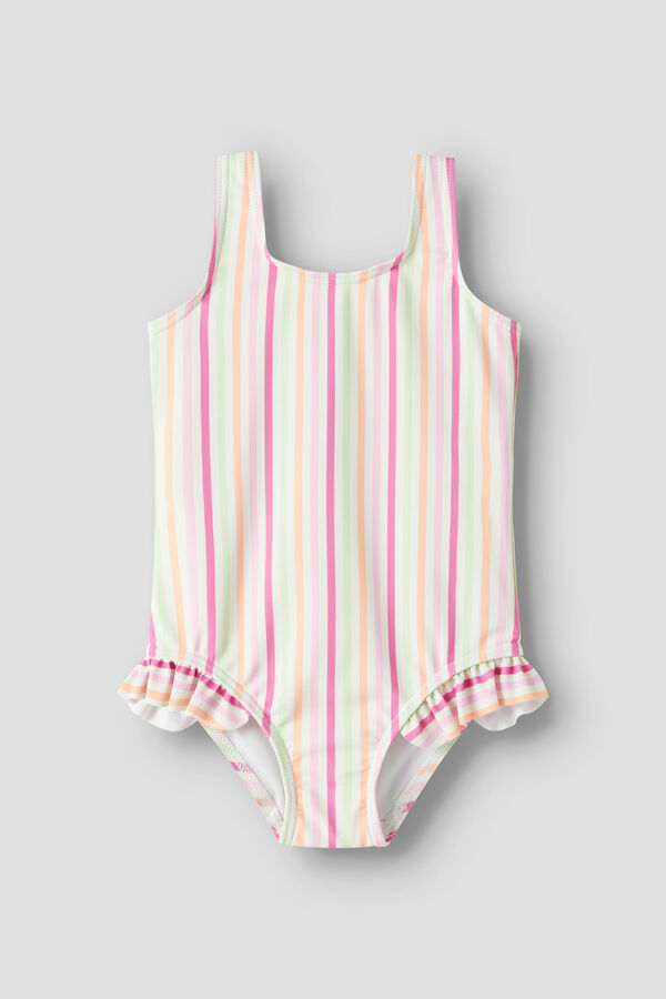 Name it Striped ruffle girl's swimwear pink