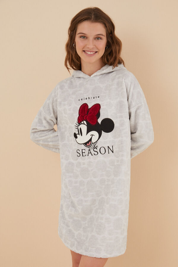 Womensecret Fluffy Minnie Mouse 3D hood nightgown grey
