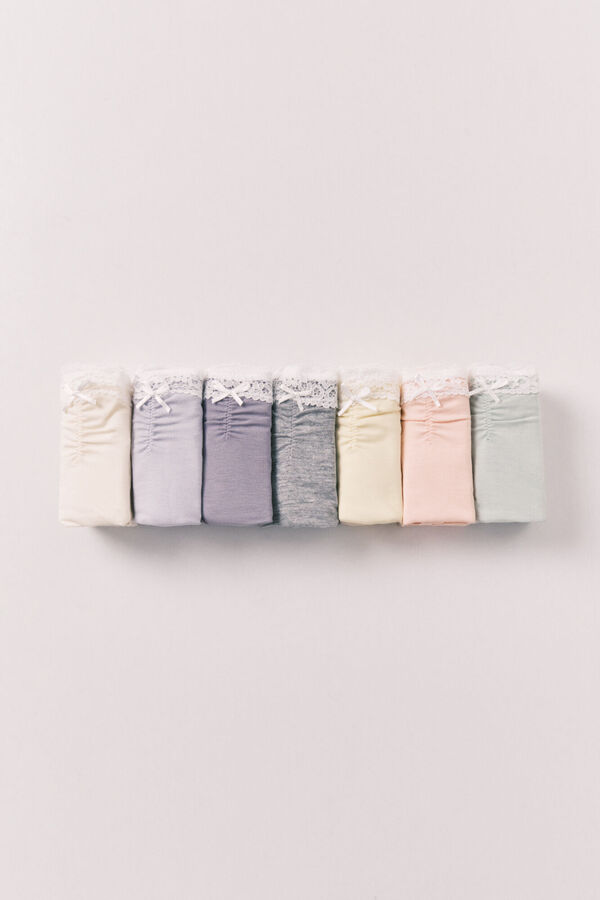 Women'secret Pack 7 bragas anchas algod&oacute;n lisas encaje blanco