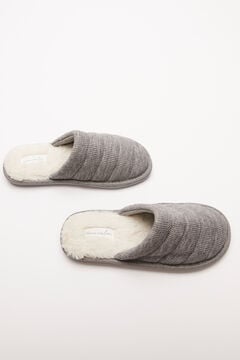 Womensecret Grey ribbed slippers grey