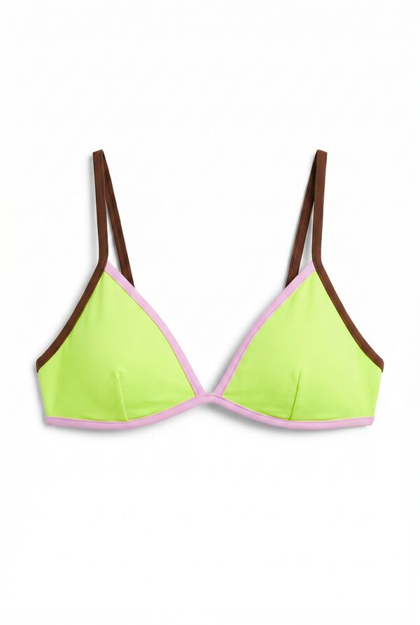 HI&BYE Yellow fixed triangle bikini top printed