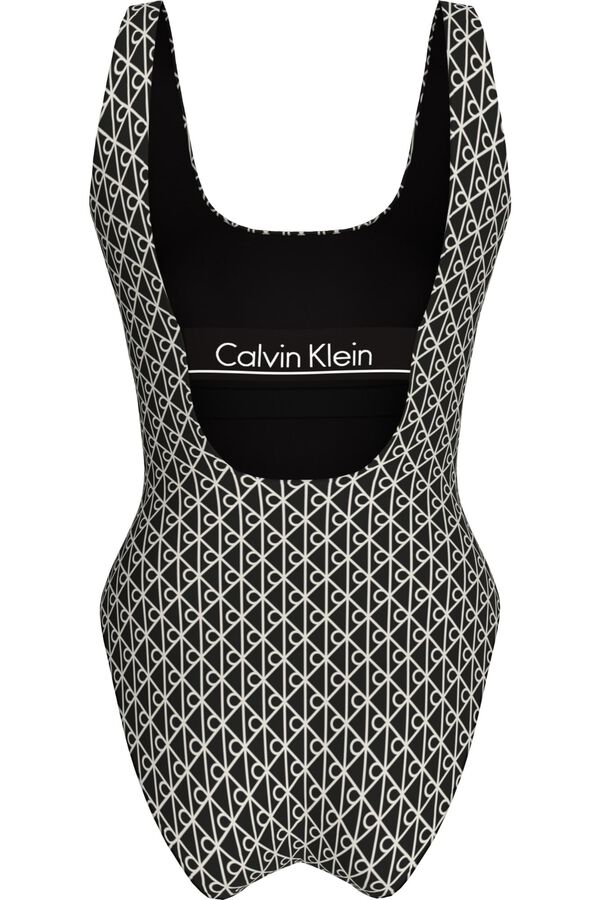 Calvin Klein Printed backless swimsuit grey