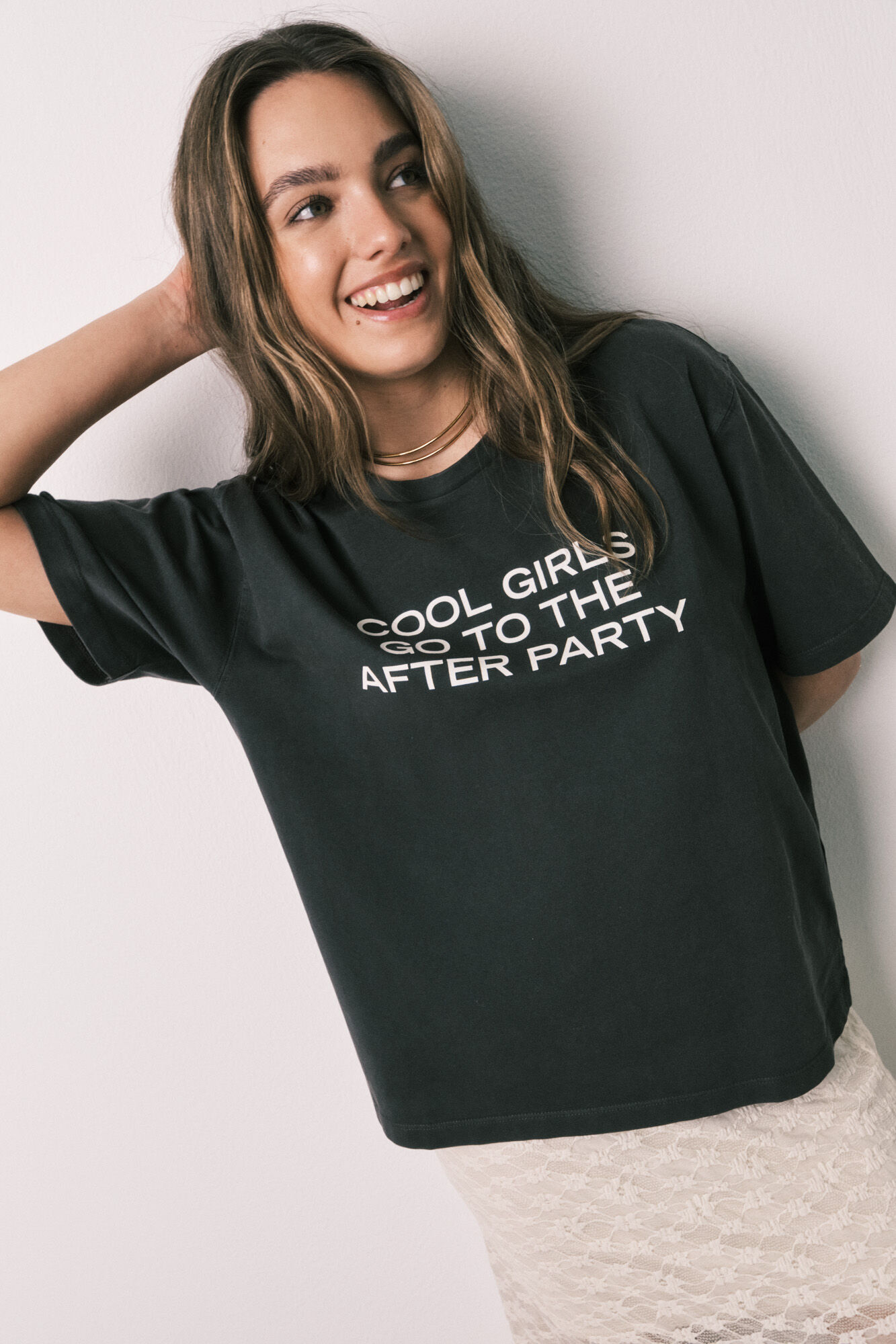 Women'secret T-shirt &agrave; manches courtes en coton noir d&eacute;lav&eacute;