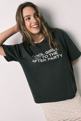 Women'secret Black washed cotton short sleeve T-shirt black