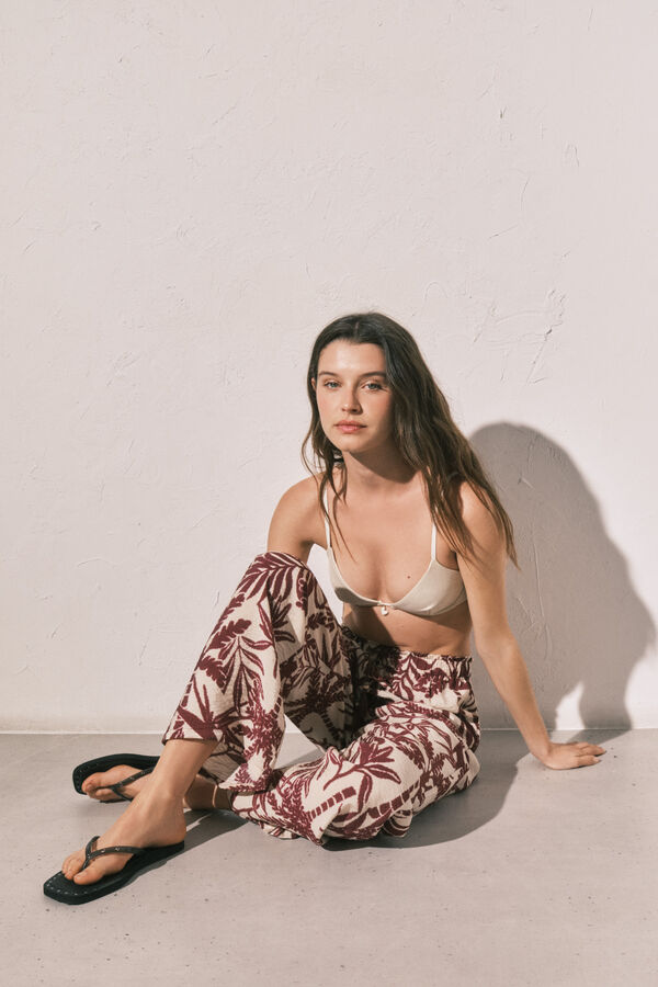 Women'secret Maroon print long trousers printed