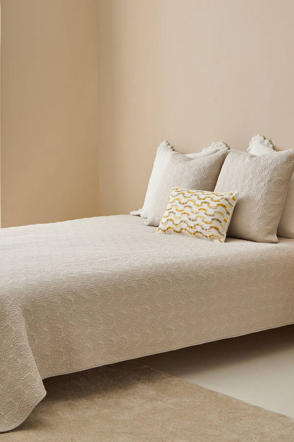 Textura Colcha Acolchado Flores cru