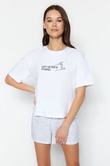 Trendyol Pijama de punto a rayas blanco