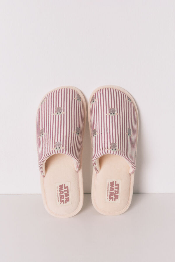 Women'secret Striped Baby Yoda slippers red