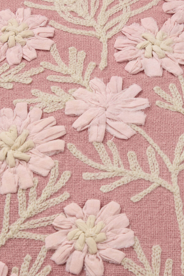 Textura Funda coj&iacute;n bordado flores rosa