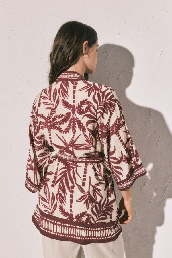 Women'secret Maroon print kimono printed