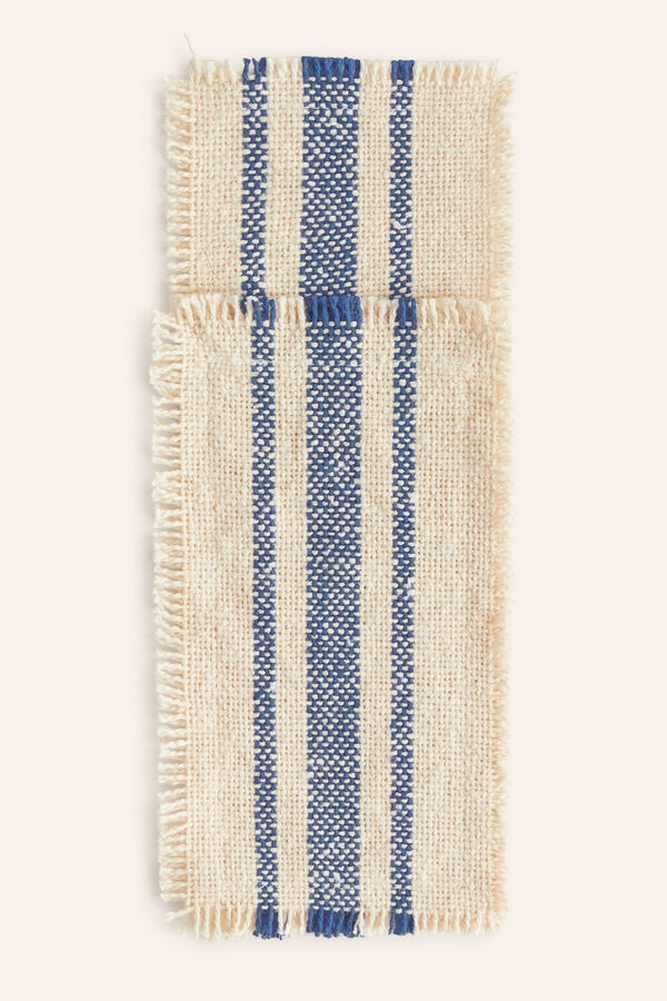 Calma House Besteckhülle mit gewebten Streifen Blau Bari Blau