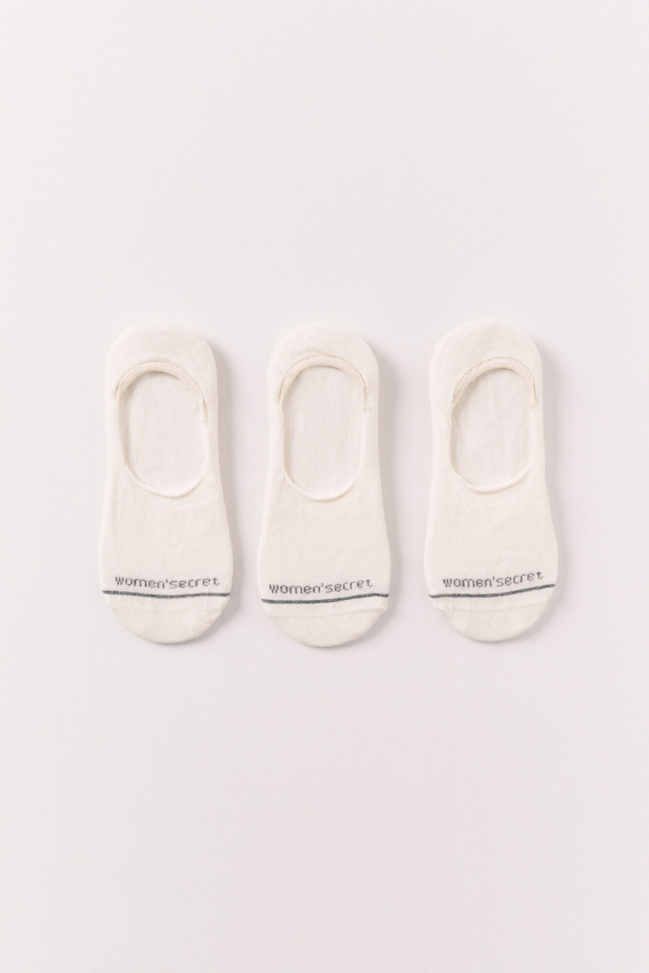 Women'secret White logo no-show 3-pack socks