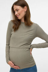 Mamalicious Top de cuello alto maternity y lactancia  marr&oacute;n