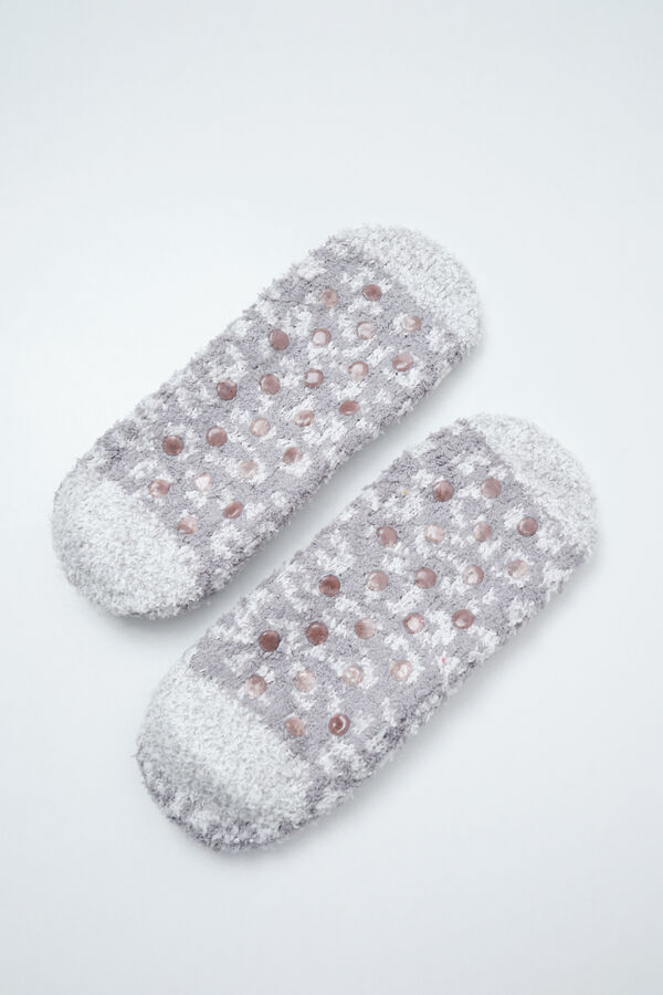 Women'secret Grey animal print slip-on socks nude