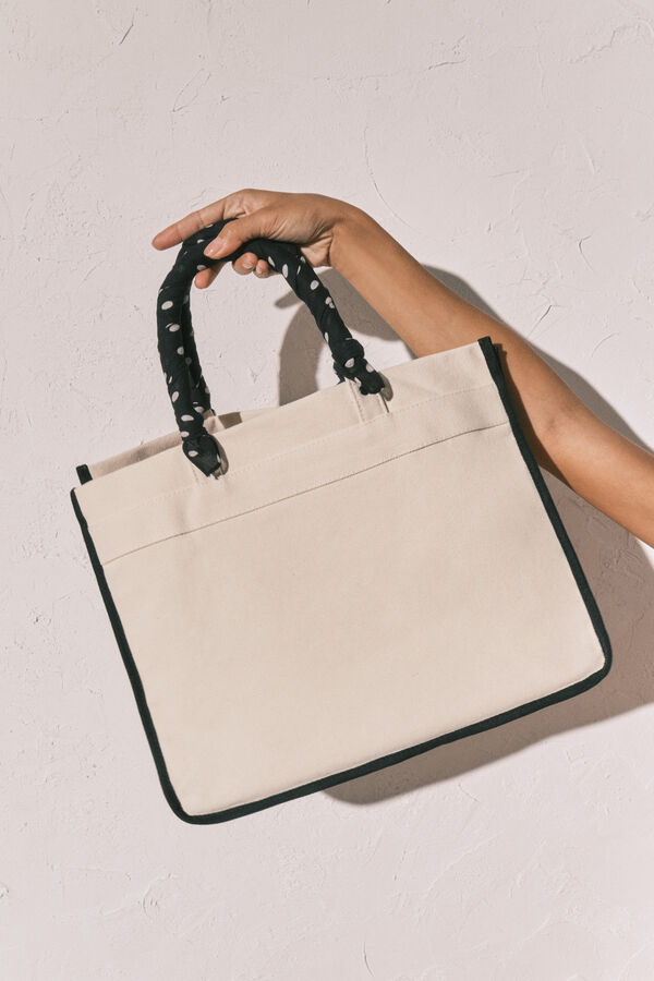 Women'secret Sac grand imprim&eacute; en toile beige beige