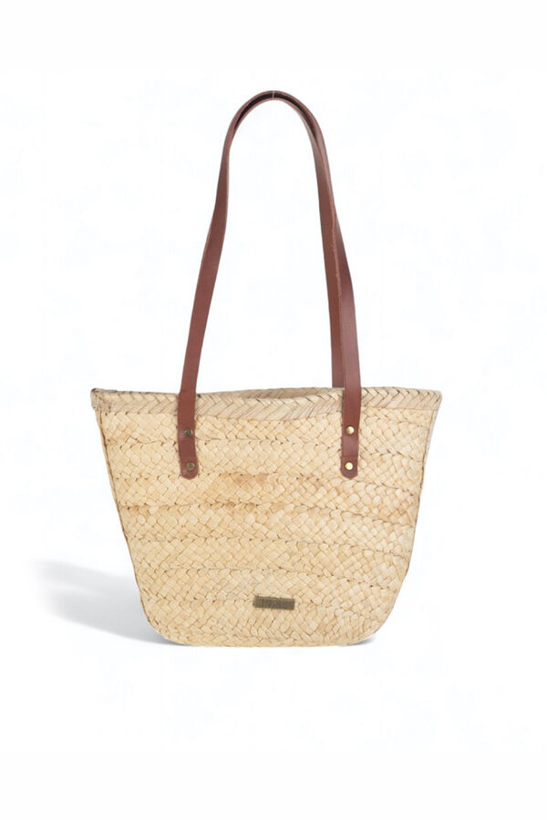 Kbas Sac en paille de ma&iuml;s et de palmier marron