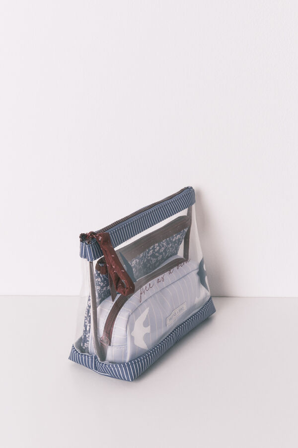 Women'secret Lot de 3 trousses de toilette imprim&eacute;es vari&eacute;es bleu