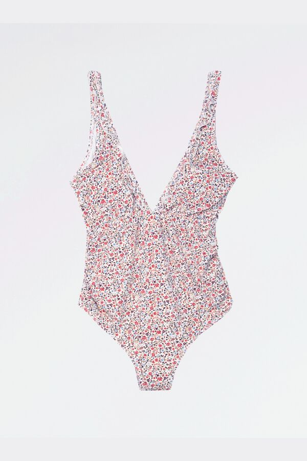 Ohma Floral maternity swimwear with ruffles brown