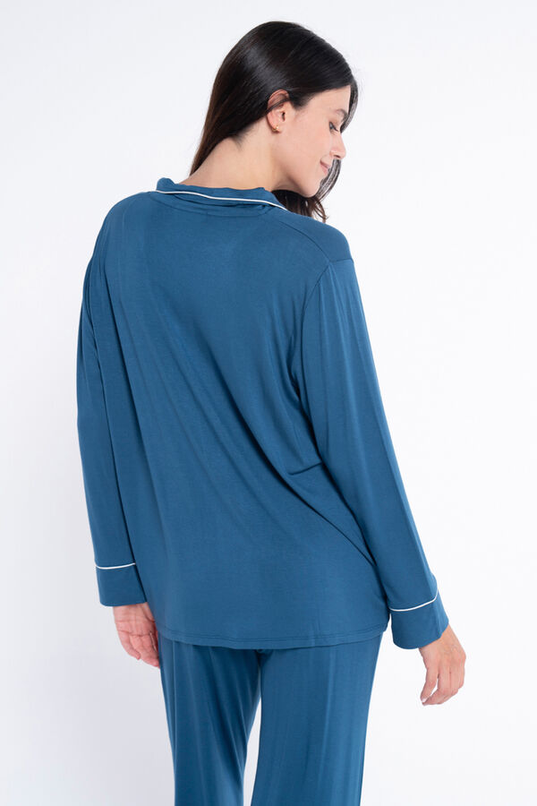 Ohma! Pijama Camisero Manga Larga azul