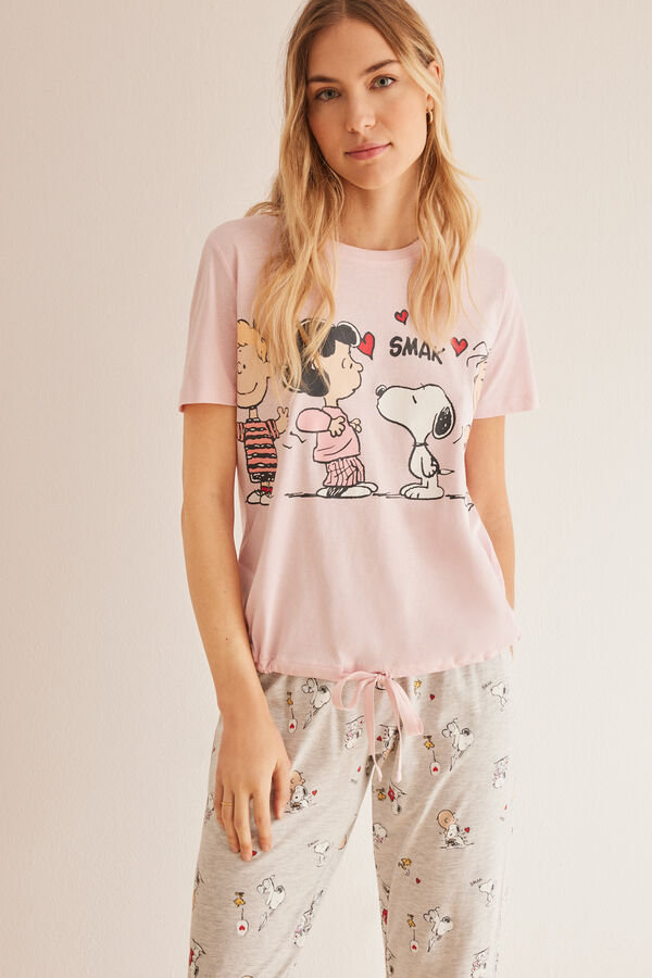 Womensecret Pyjama 100 % Baumwolle Snoopy Rosa