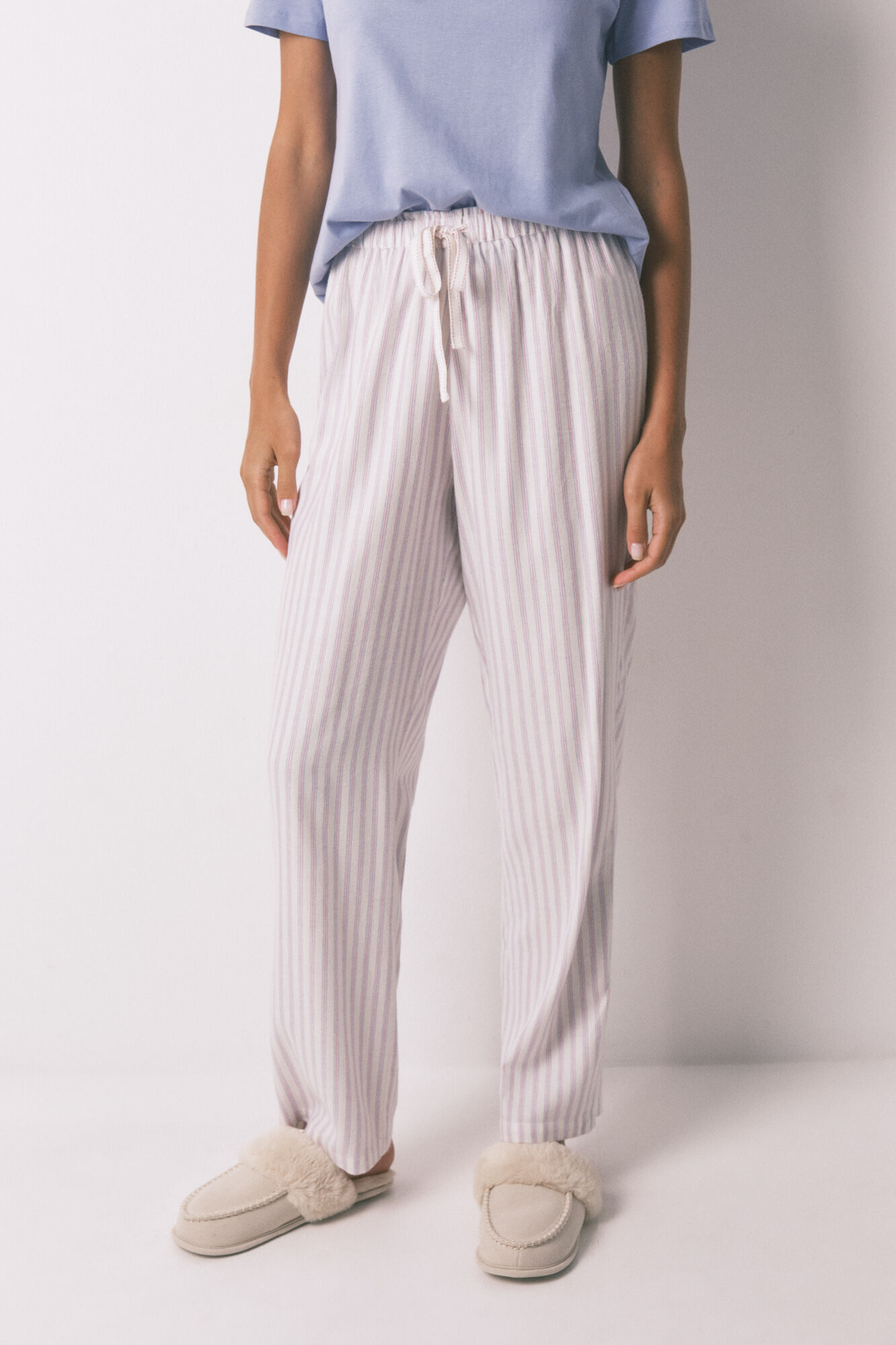 Women'secret Pantal&oacute;n largo franela print rayas multicolor