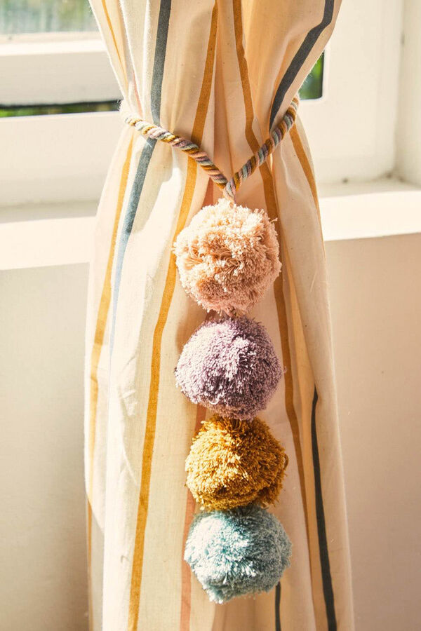 Calma House Bolero mustard curtain tiebacks printed