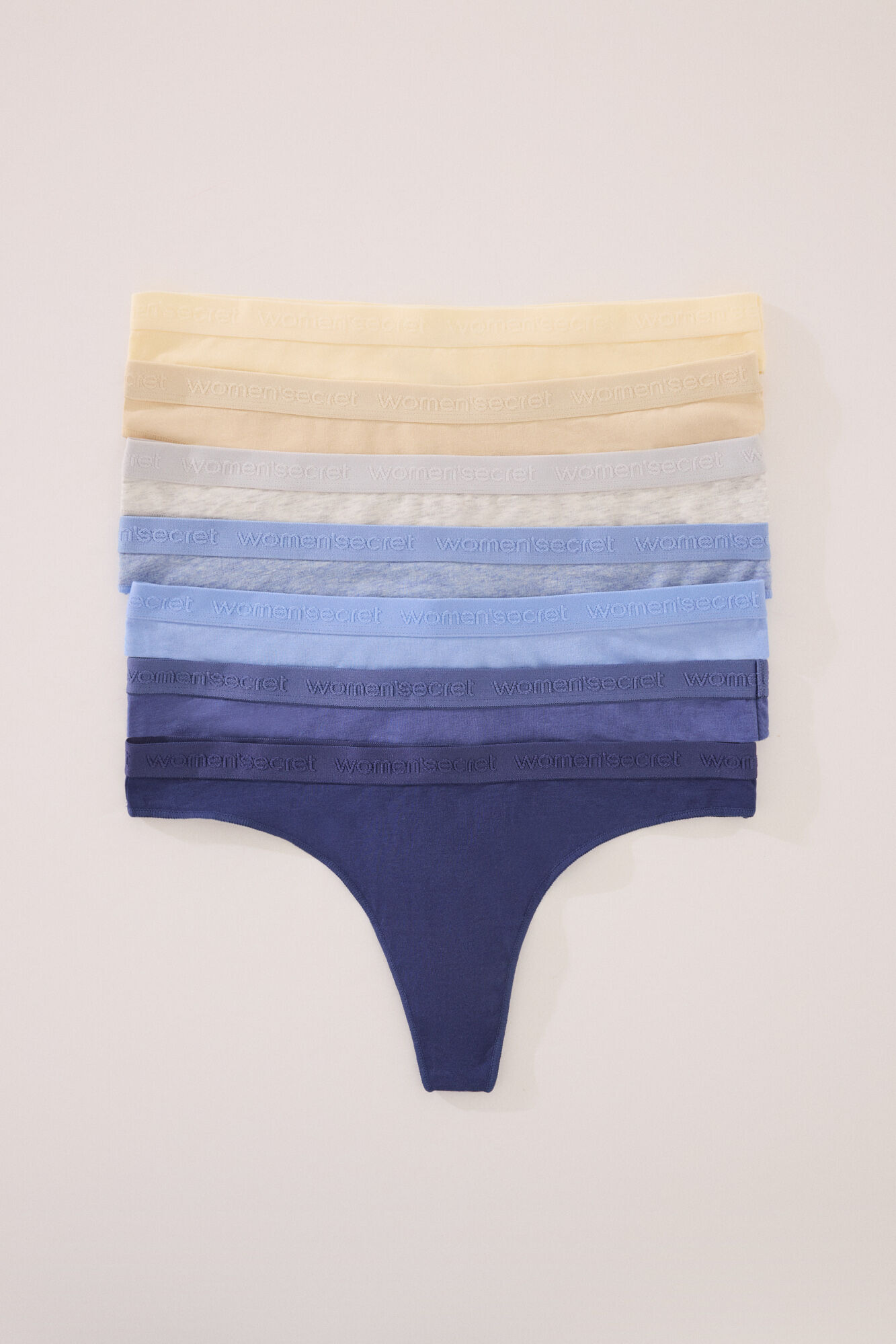 Women'secret Pack of 7 blue cotton thongs