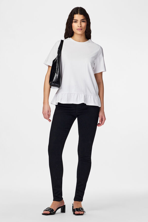 Pieces Volant-T-Shirt Wei&szlig;