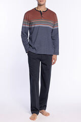 Punto Blanco Conjunto de pijama comprido sofisticado com gola carcela cinzento