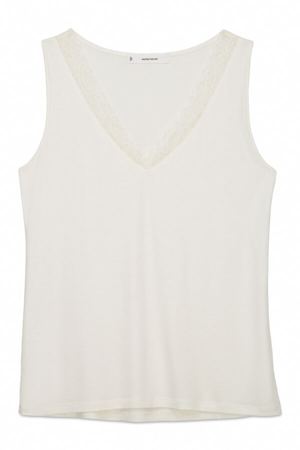 Women'secret Beige jersey-knit super soft T-shirt beige