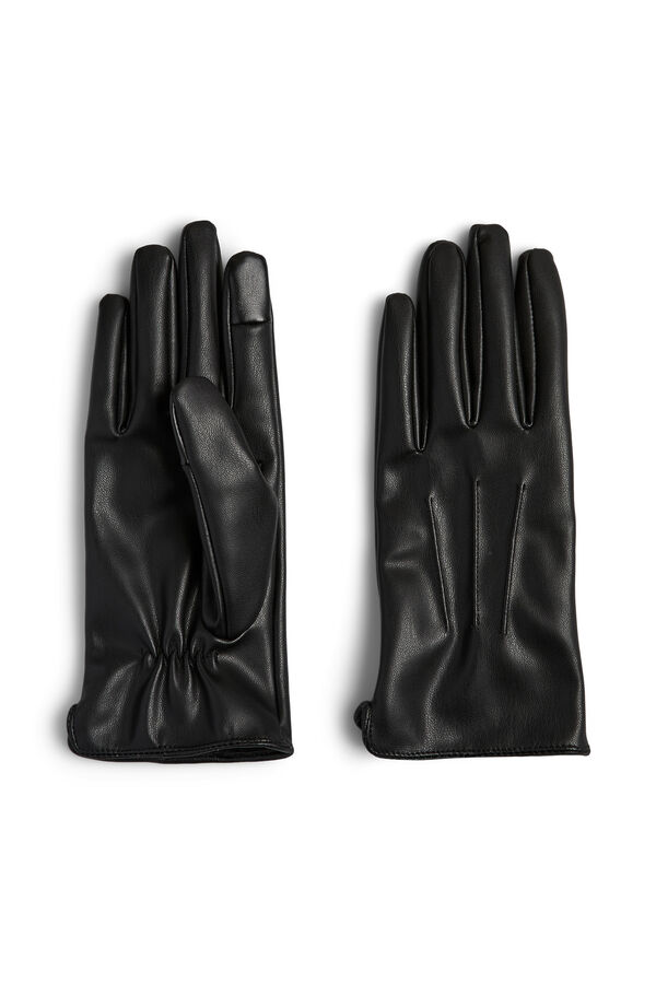 Pieces Faux leather gloves black