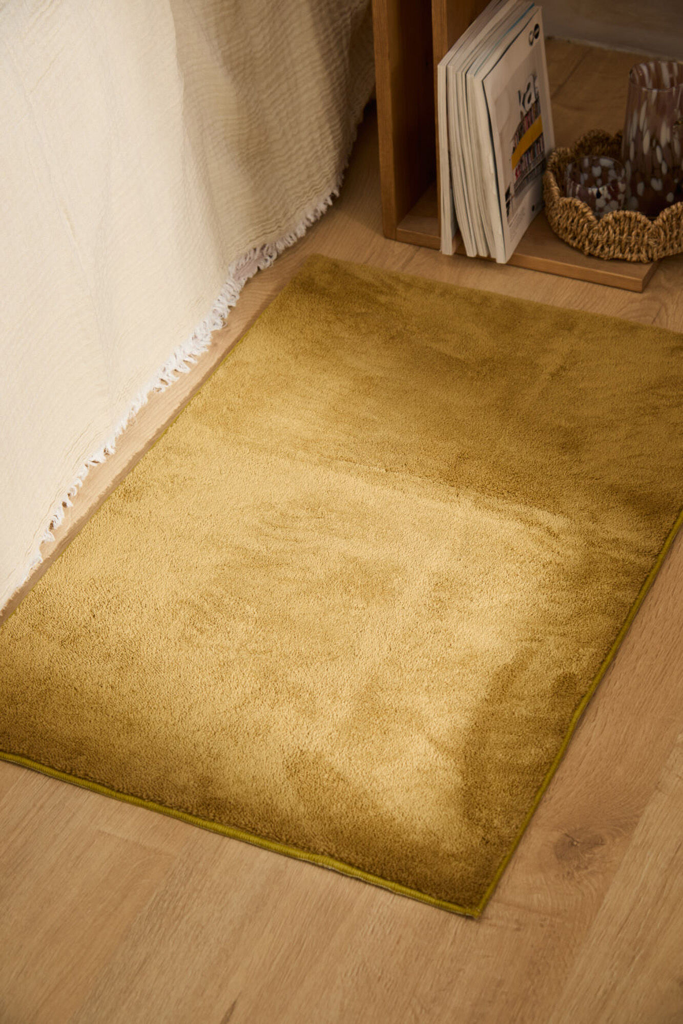 Calma House Alfombra lavable de pelo suave mostaza Apolo